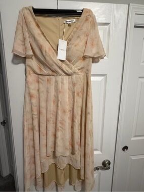 Ever Pretty Peach Floral High-Low Wrap Dress